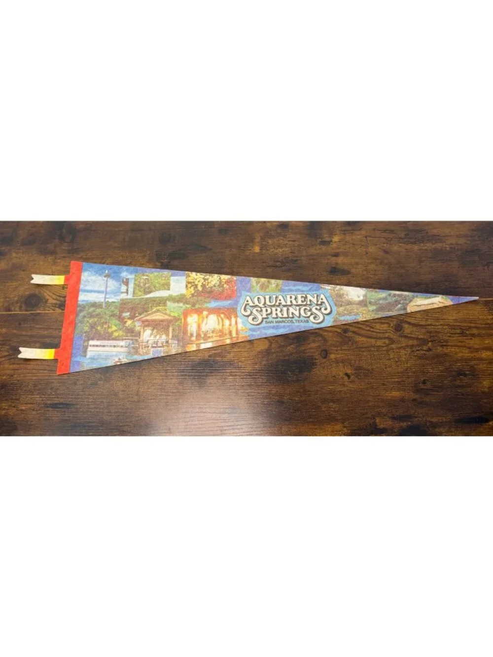 Vintage Aquarena Springs San Marcos Texas Souvenir Pennant 25 inches